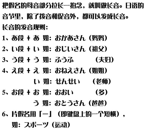 日语入门学习五十音图之长音：日语音标